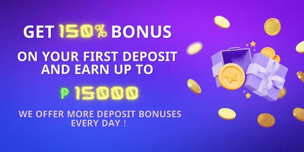 Promotional game artwork with gold coins and a purple gift box